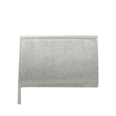 Silver glitter frame clutch bag